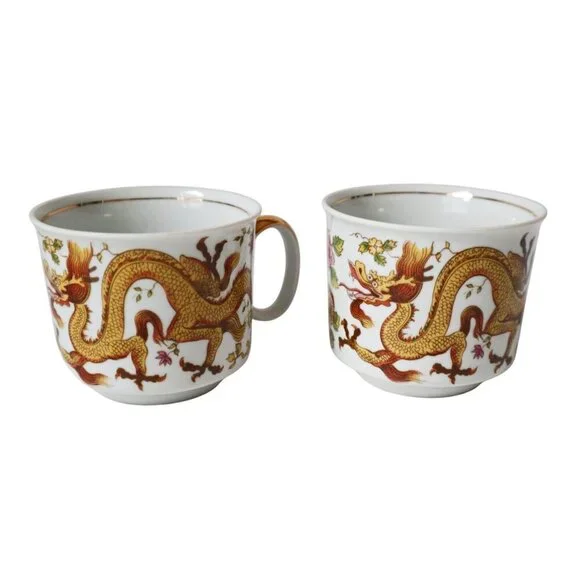 Vintage Czech Josefina Porcelain Tea Set For 2 With Dragon Design & Floral Motif - Picture 7 of 10